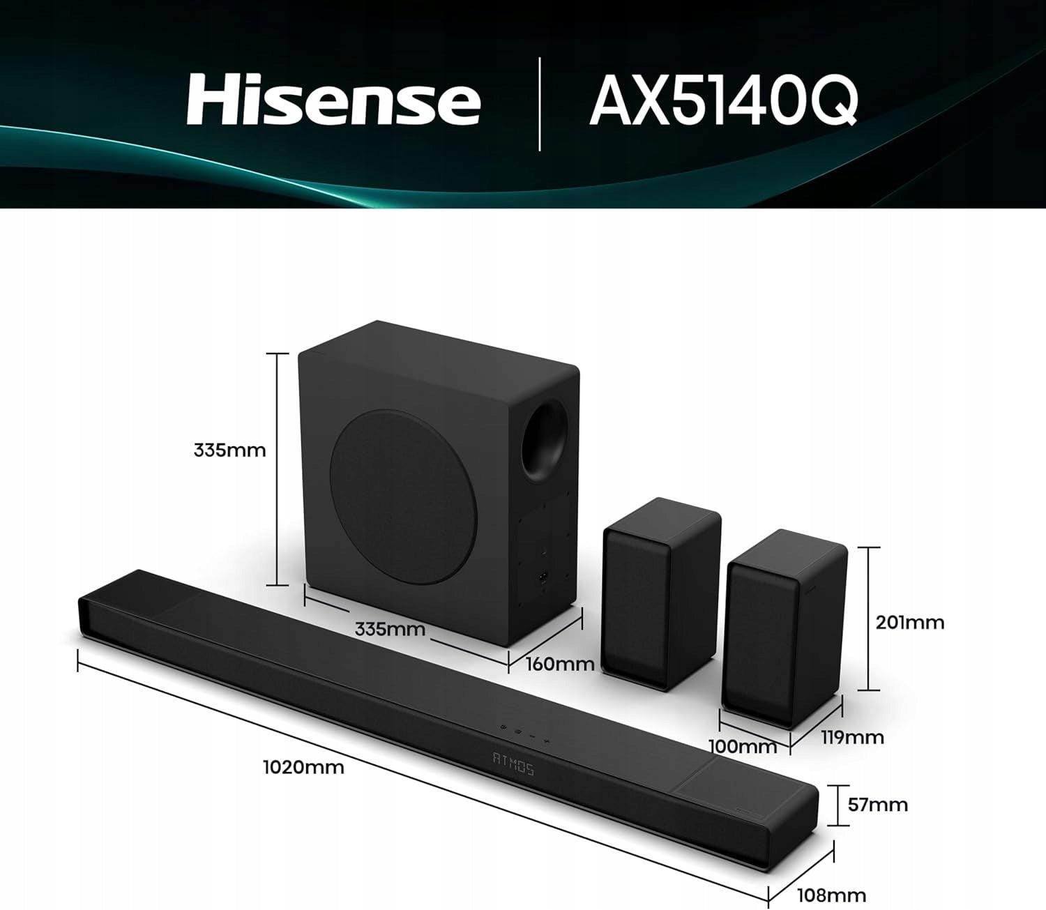 Hisense AX5140Q soundbar 5.1.4 Manufacturer code 20016768