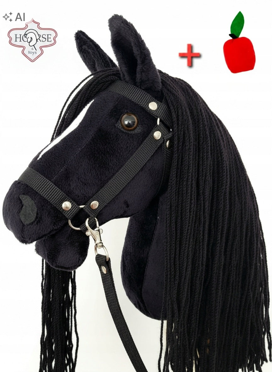 Hobby Horse Ikar Large Set (Horse on a Stick) +Black Cantar with Lead+Apple