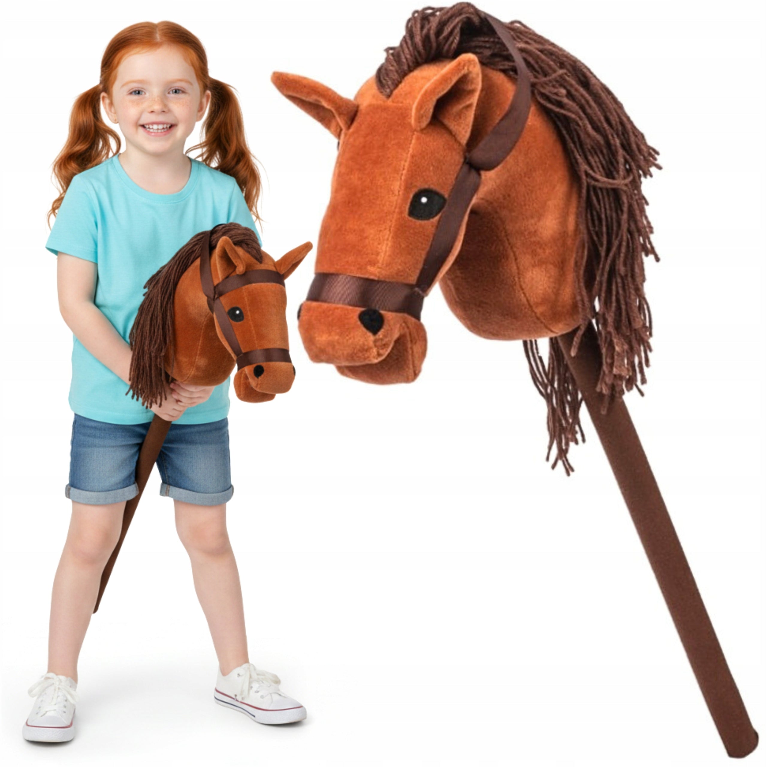Hobby horse soft head on stick horse roars sounds gallop gift Christmas tree