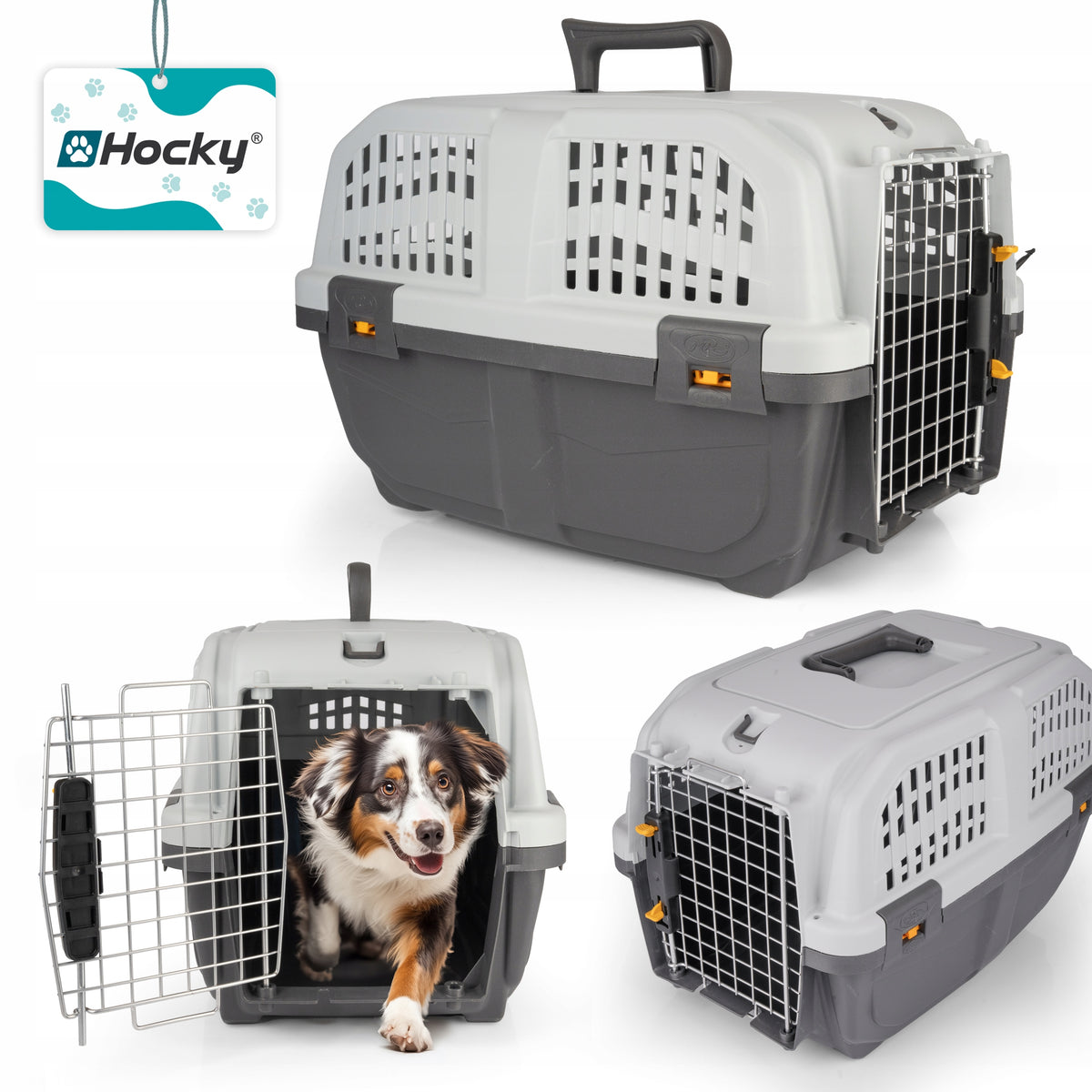 Hocky Transporter Dog Bag Metal Door Lock Grey up to 24 kg