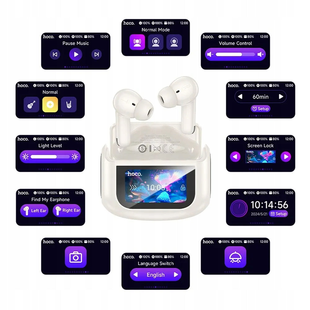 Hoco Wireless In-Ear Headphones ANC with Touch Screen TWS ENC EQ21 Manufacturer code Słuchawki Hoco Bezprzewodowe z ANC i ENC