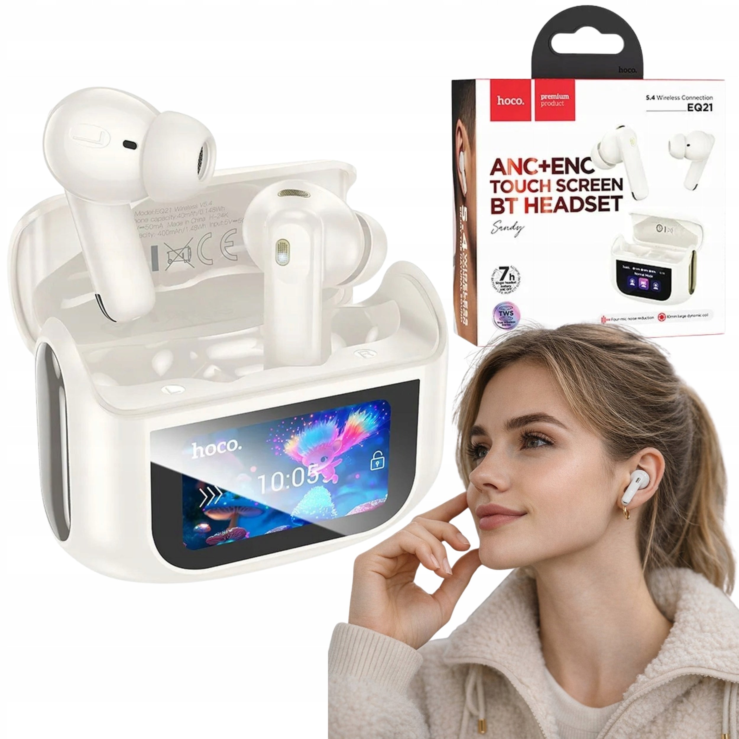 Hoco Wireless In-Ear Headphones ANC with Touch Screen TWS ENC EQ21