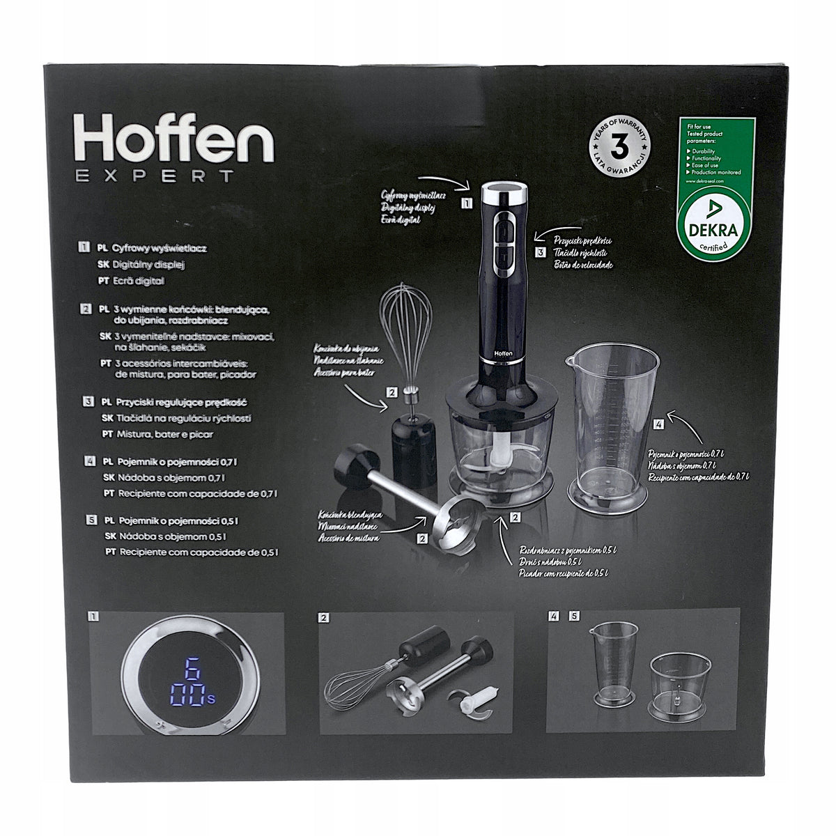 Hoffen Hand Blender 3in1 1000W Digital Display Black Manufacturer code 5903151081117