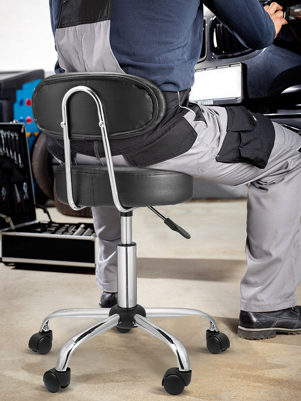 Hoker stool bar chair cosmetic swivel stool black Brand Casaria