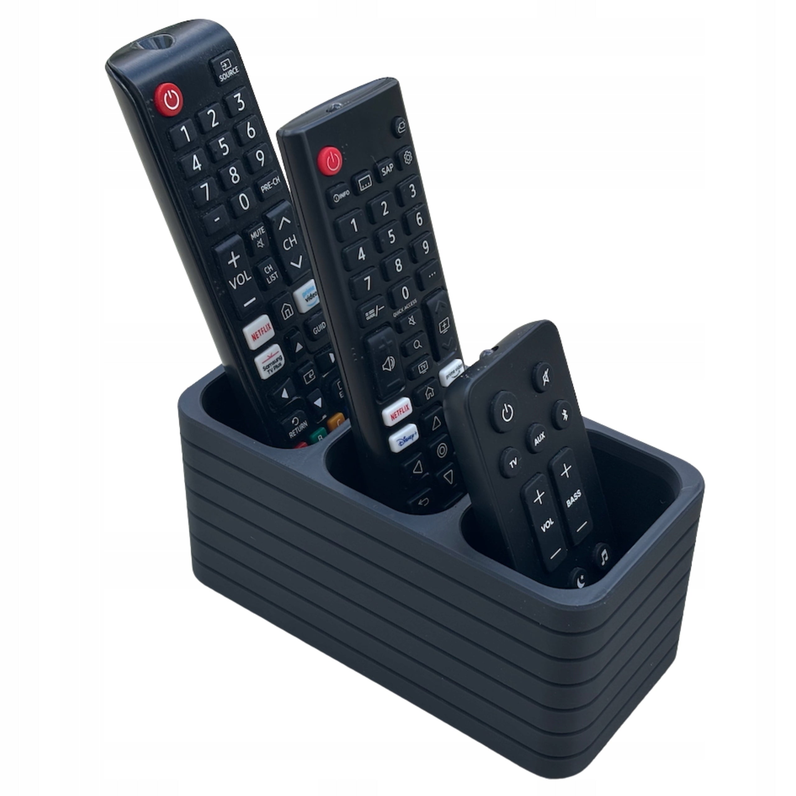 Holder Stand for 3 Remote Controls TV Organizer Black 15cm Modern RTV