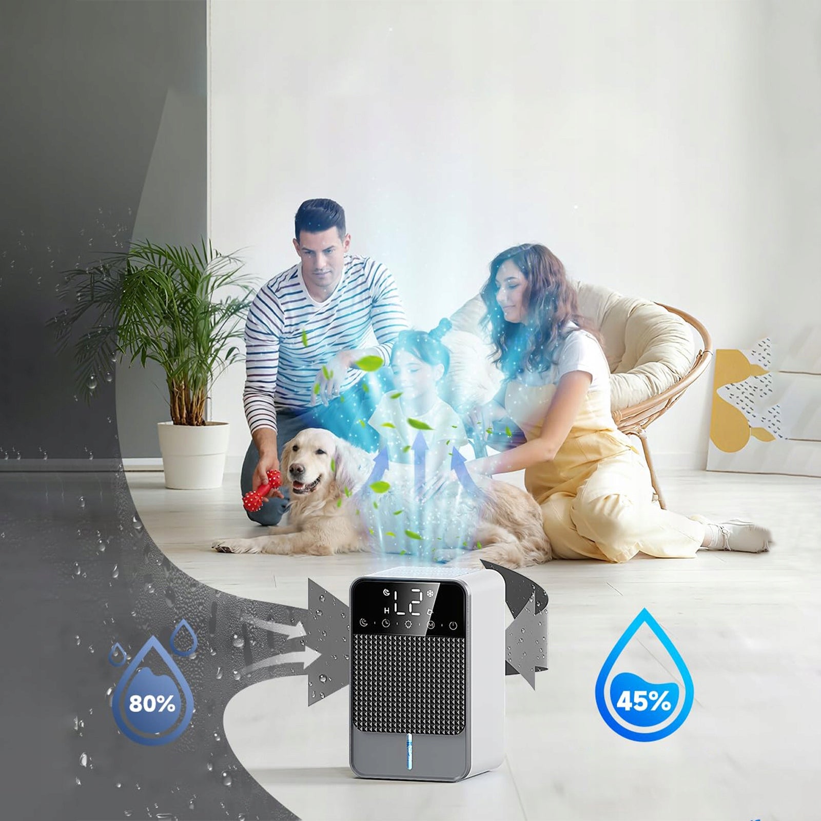 Home Air Dehumidifier 1500ml LED RGB Quiet Night Mode Timer 12h Night Brand no brand