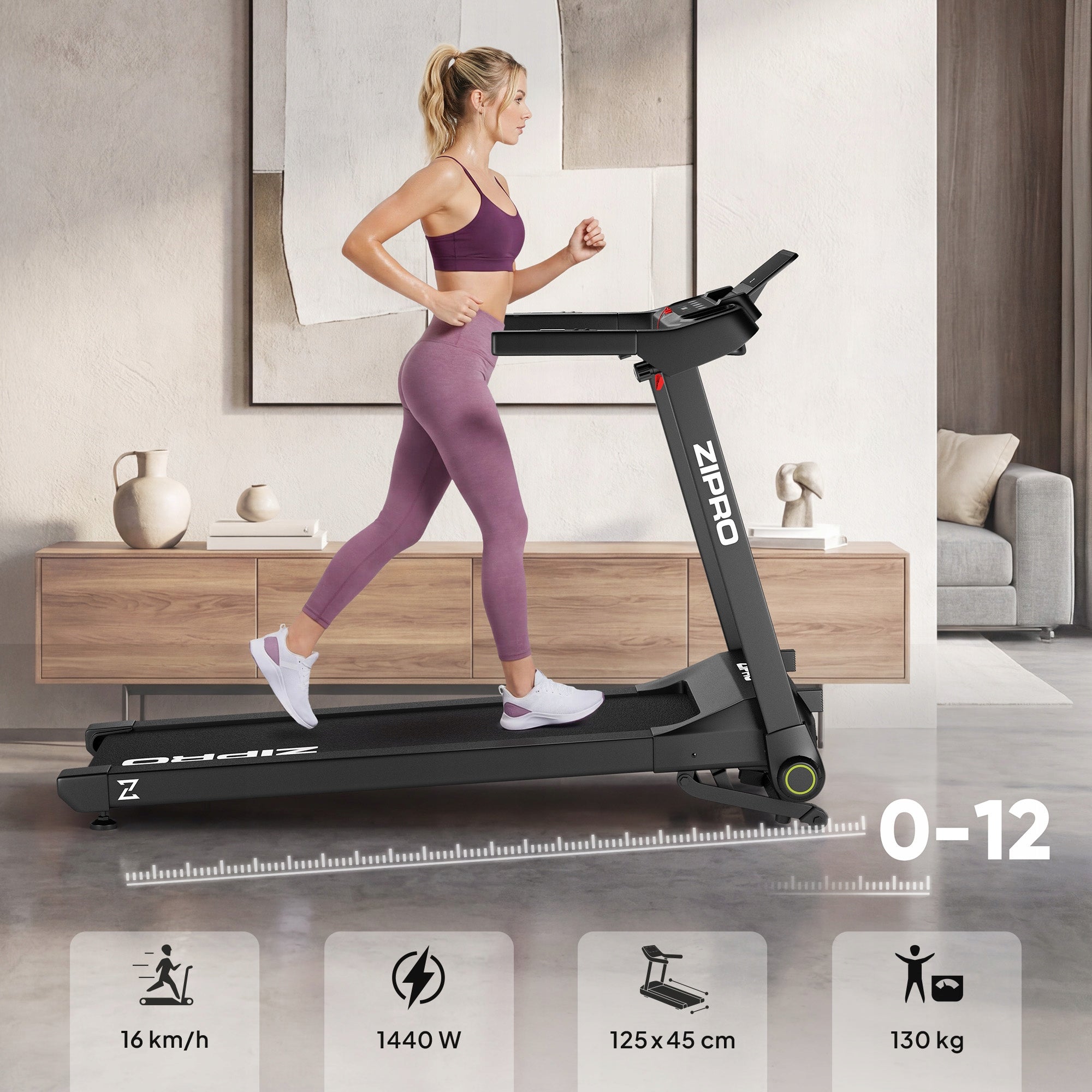 Home Electric Training Treadmill Foldable for Running Zipro Ramble Packaging status original