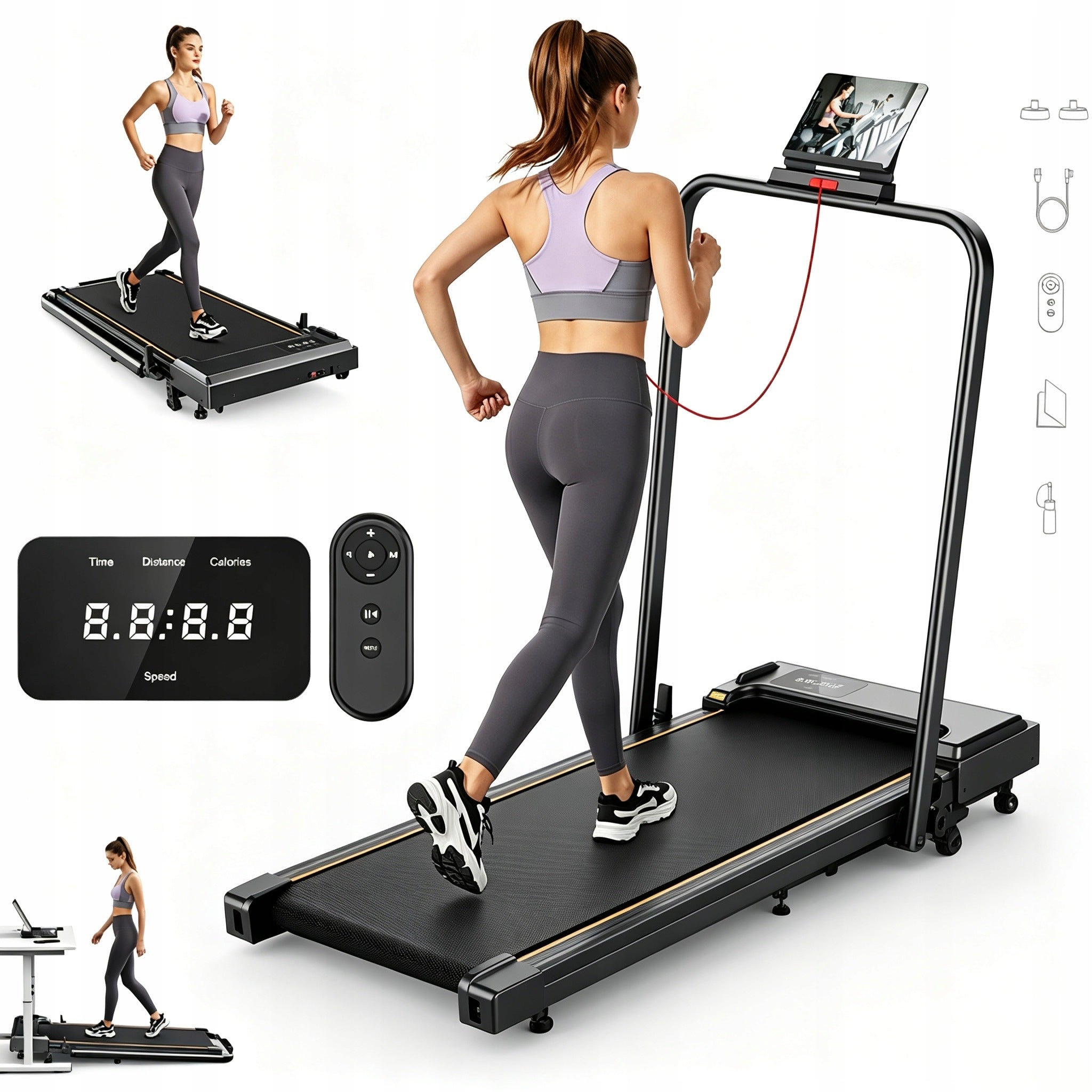 Home Electric Treadmill 2in1 Quiet Large LED Display 12km/h to 120kg