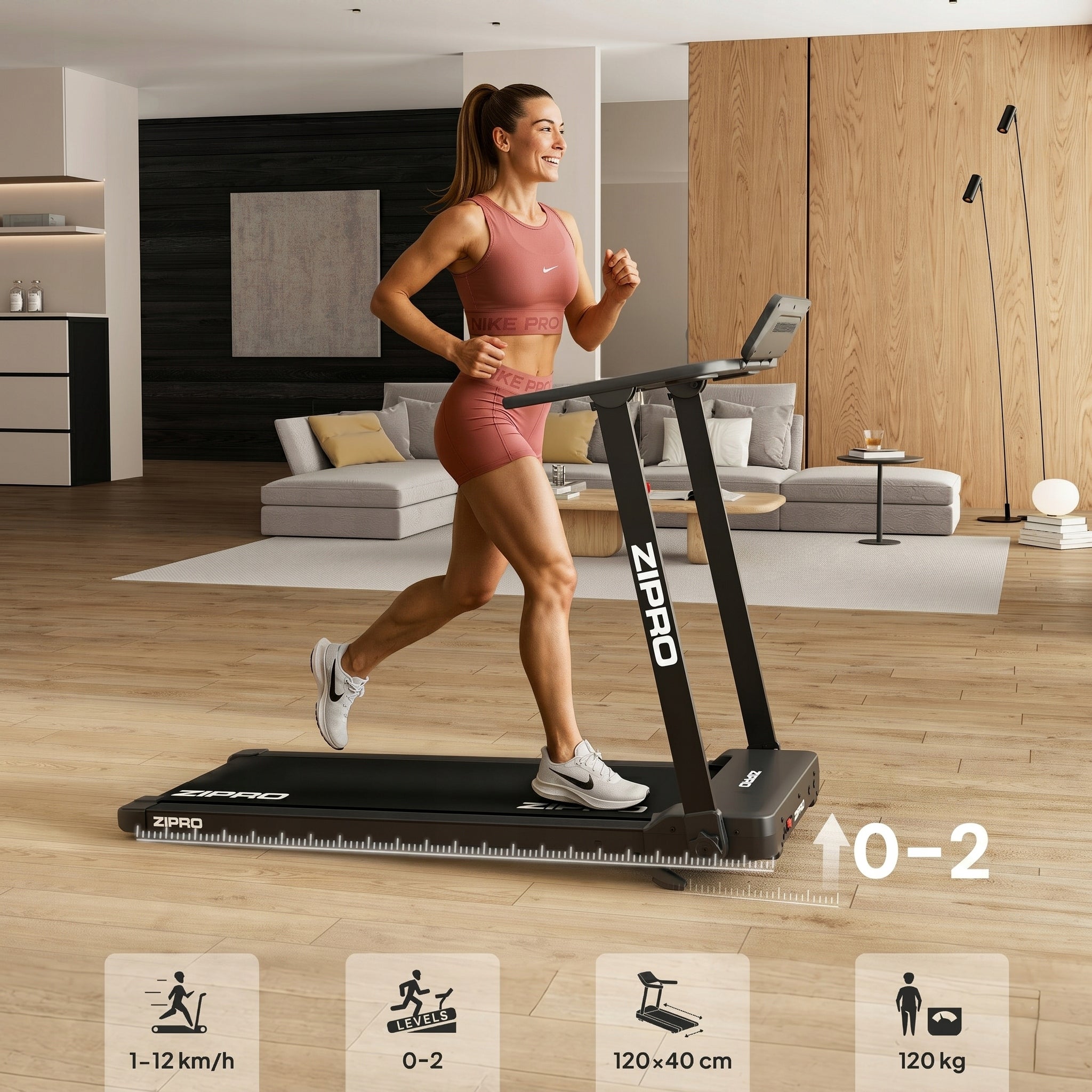 Home Electric Treadmill Folding Under Bed 1-12km/h Zipro Form Packaging status original
