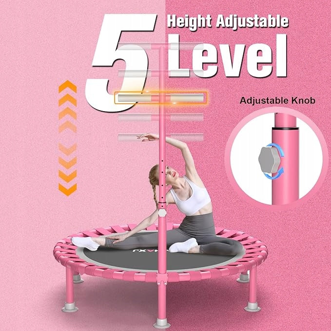 Home Fitness Trampoline Mini 102cm Quiet With Handle Pink max 200 kg Brand no brand