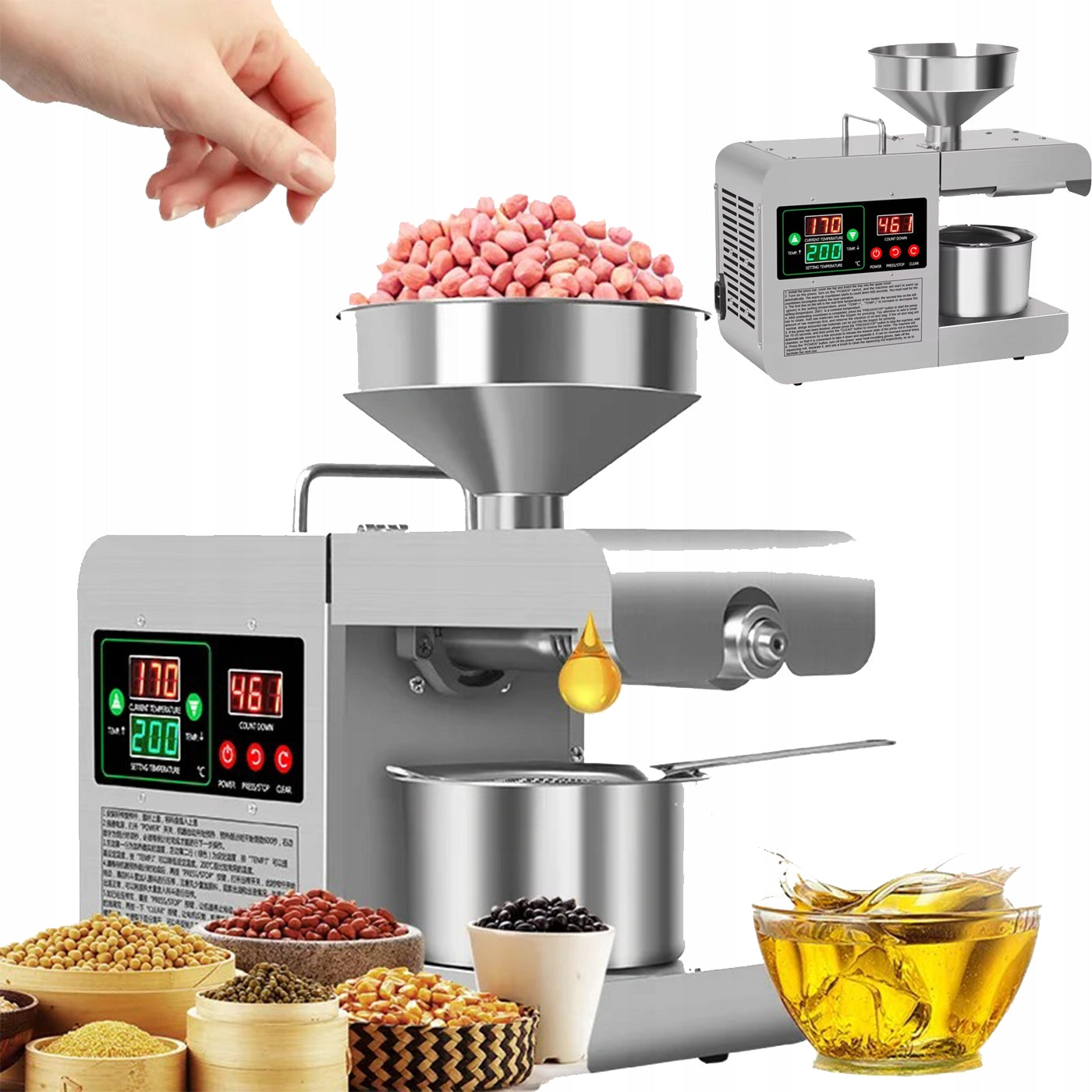 Home Oil Press Automatic 820W Stainless Steel X8S Thermostat