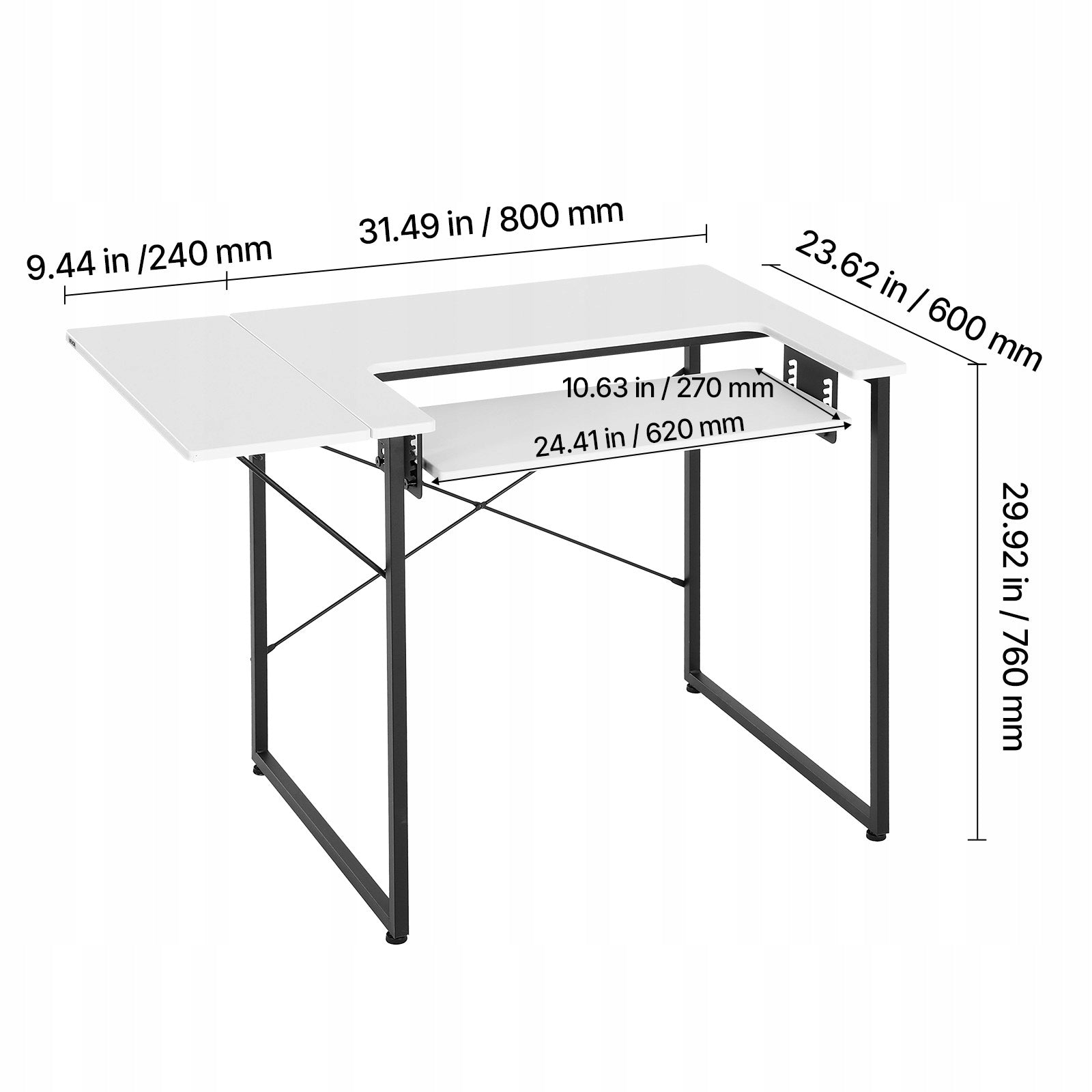 Home Sewing Table with Folding Top and Lifting Platform White Manufacturer code FRZJYXXKZDHSV