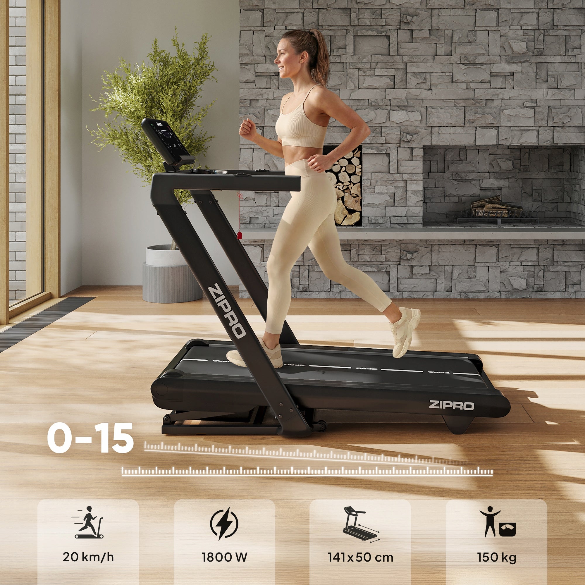 Home Treadmill Electric Folding Belt Slope Shock Absorption - Zipro Packaging status original