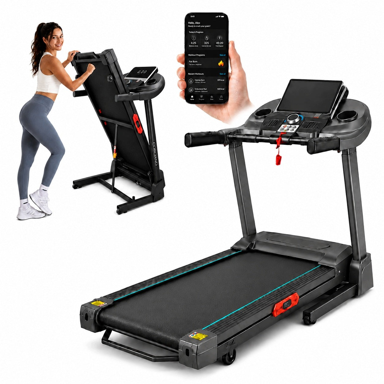 Home Treadmill Electric Folding Corciano Slope Belt Shock Absorption