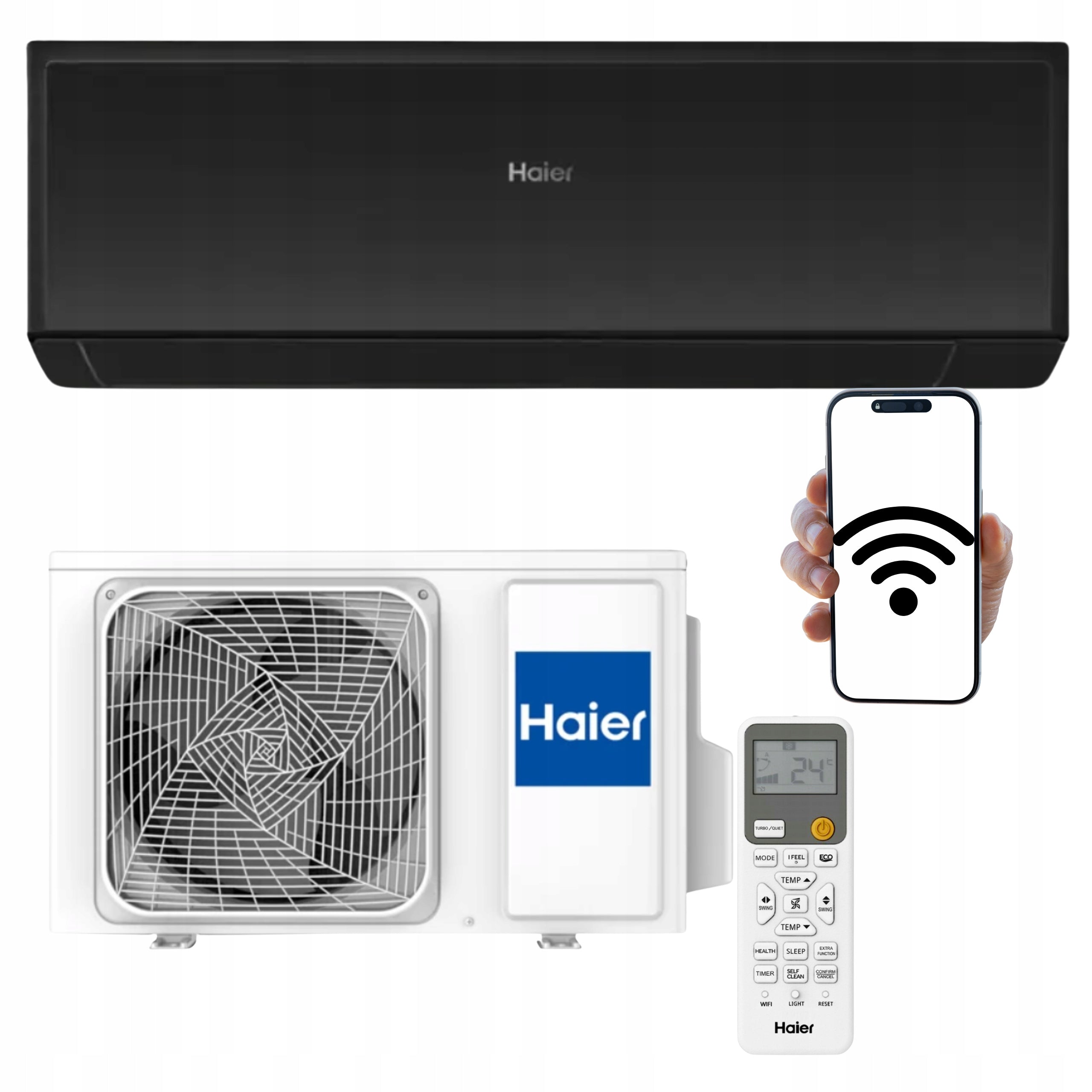 Home WiFi Wall Air Conditioner Haier Revive Plus BLACK 3.5kW 40m EFFICIENT