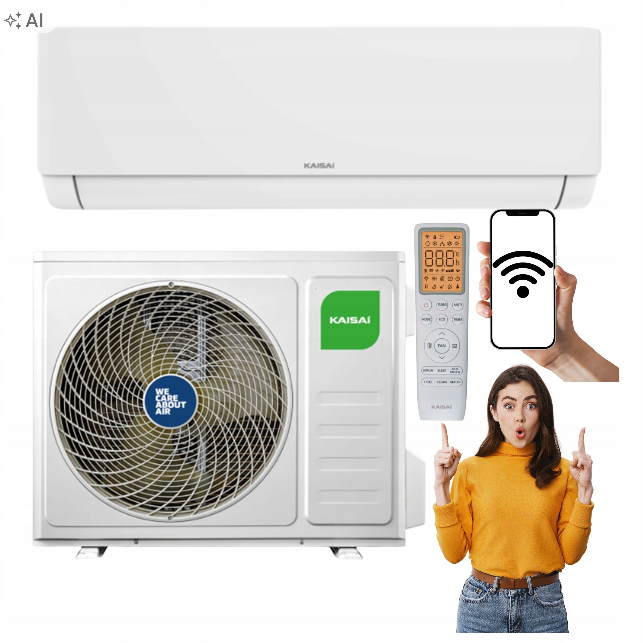 Home air conditioner Kaisai Air 3,4kW with WIFI 40m2 WALL MOUNTED WITH HEATING FUNCTION