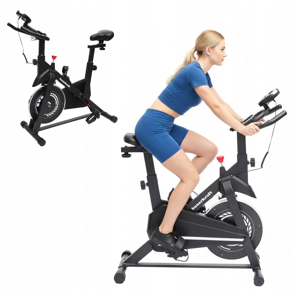 Home cardio exercise bike stationary flywheel 4kg black and white