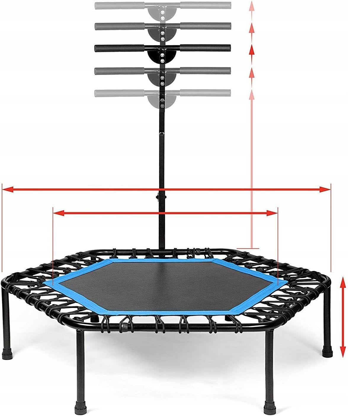 Home fitness trampoline with bar SportPlus 126 cm quiet 130 kg SOLID Brand SportPlus