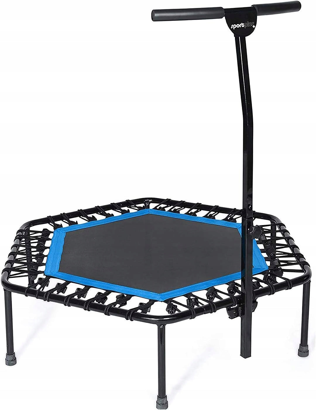 Home fitness trampoline with bar SportPlus 126 cm quiet 130 kg SOLID