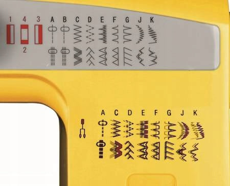 Home sewing machine mechanical strong Łucznik Sylvie yellow 38 stitches Manufacturer code SYLVIE