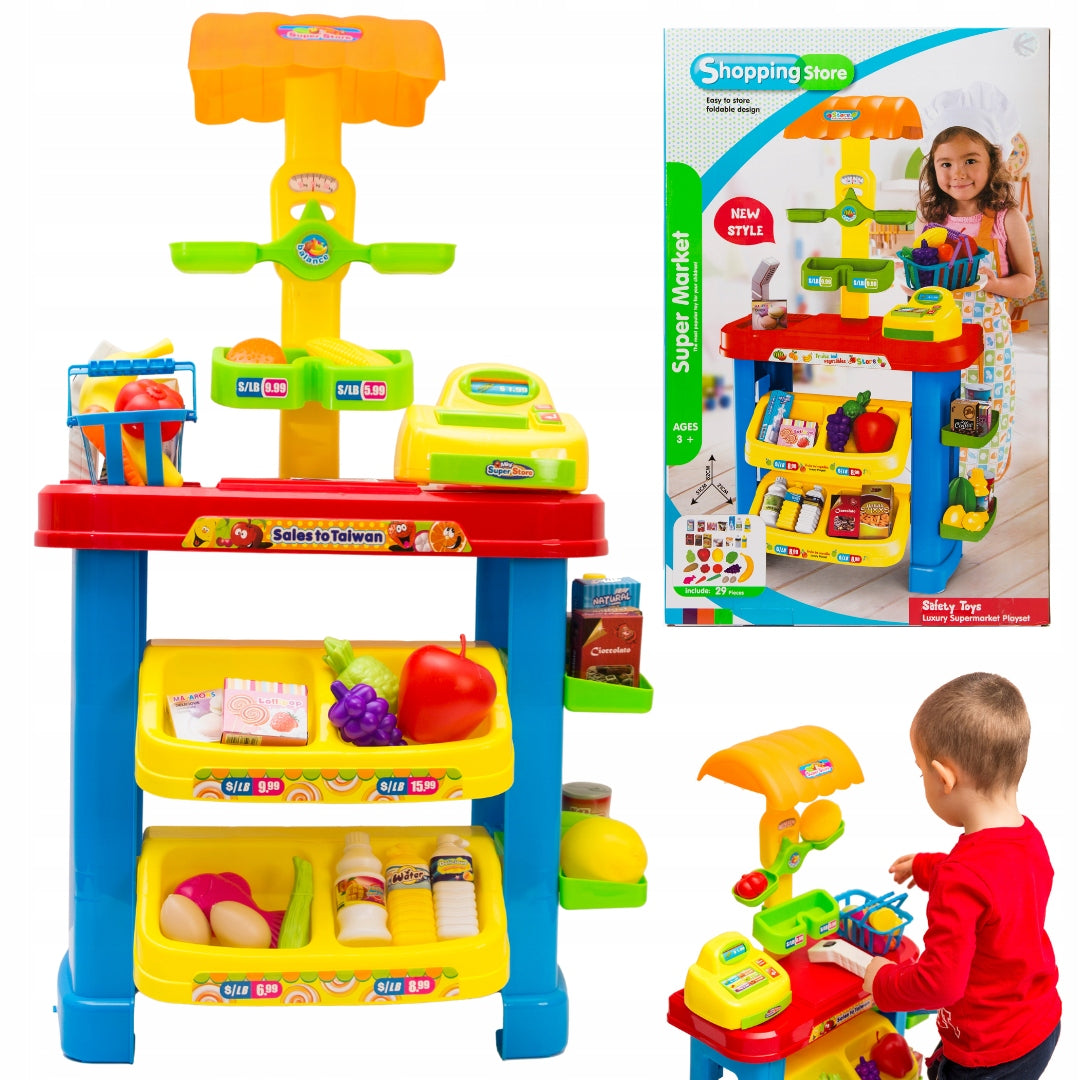 Home supermarket, cash register, price reader, weight, shop