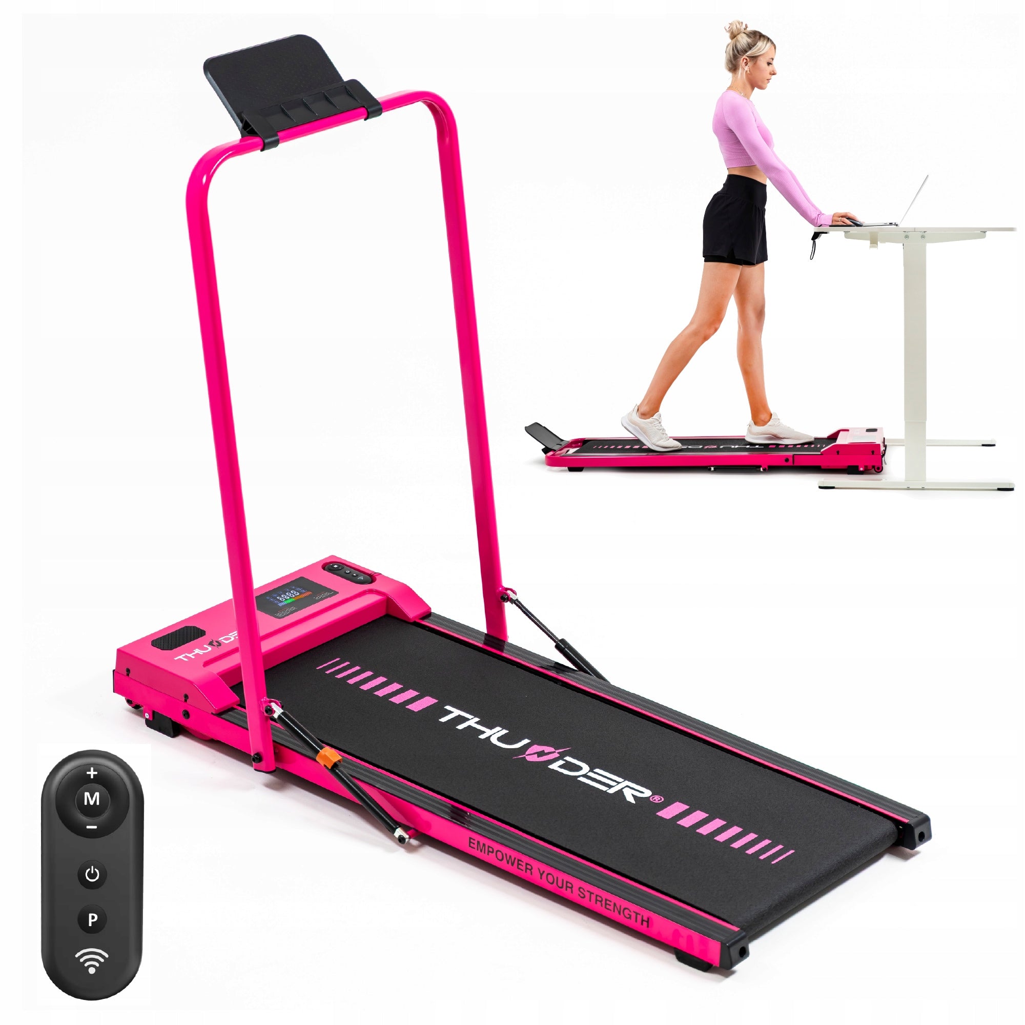 Home treadmill small folding 2in1 electric under bed 1-8km wheels Thunder