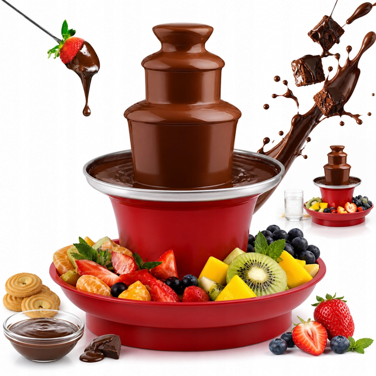 Homemade Chocolate Fountain for Chocolate 3 LEVELS FLOOR 350ML FONDUE 30W