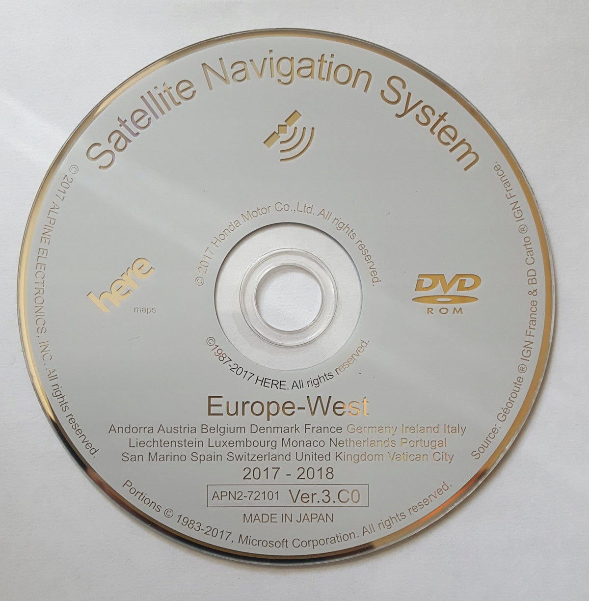 Honda update 2018 map Polish eu DVD v3.c0