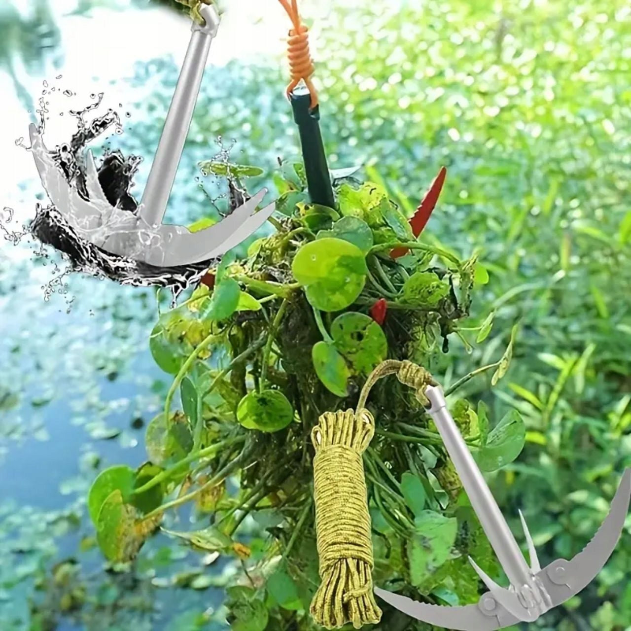 Hook Weed Pulling Tool for Algae Plants Stainless Steel Rope Manufacturer code Wyrywanie chwastów