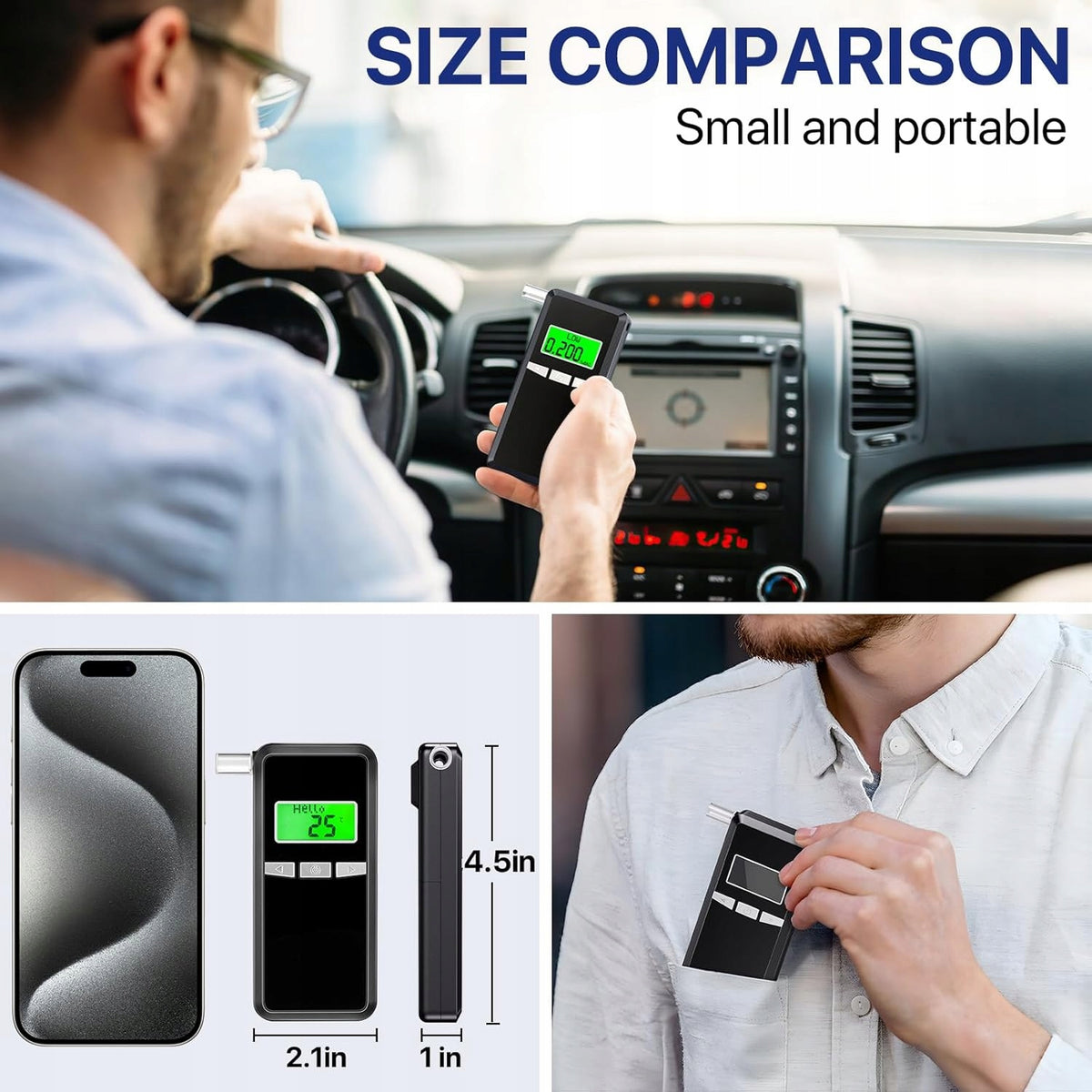 Hoonyer AD8000 – digital breathalyzer, high precision, 10 mouthpieces, LCD Brand no brand