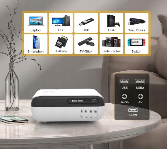 Hopvision H1 4K FHD 9500LM LED Bluetooth Home Theater Projector HDMI Remote Control Brand HAPPRUN