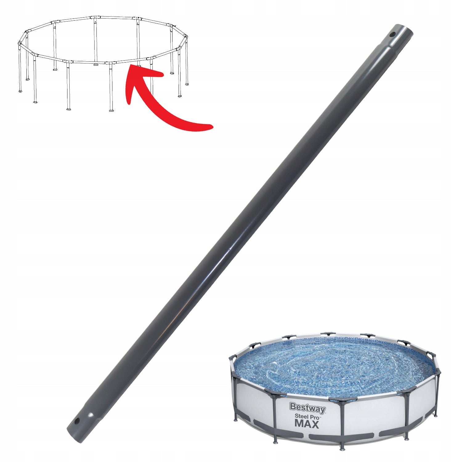 Horizontal tube crossbar for Bestway STEEL PRO MAX