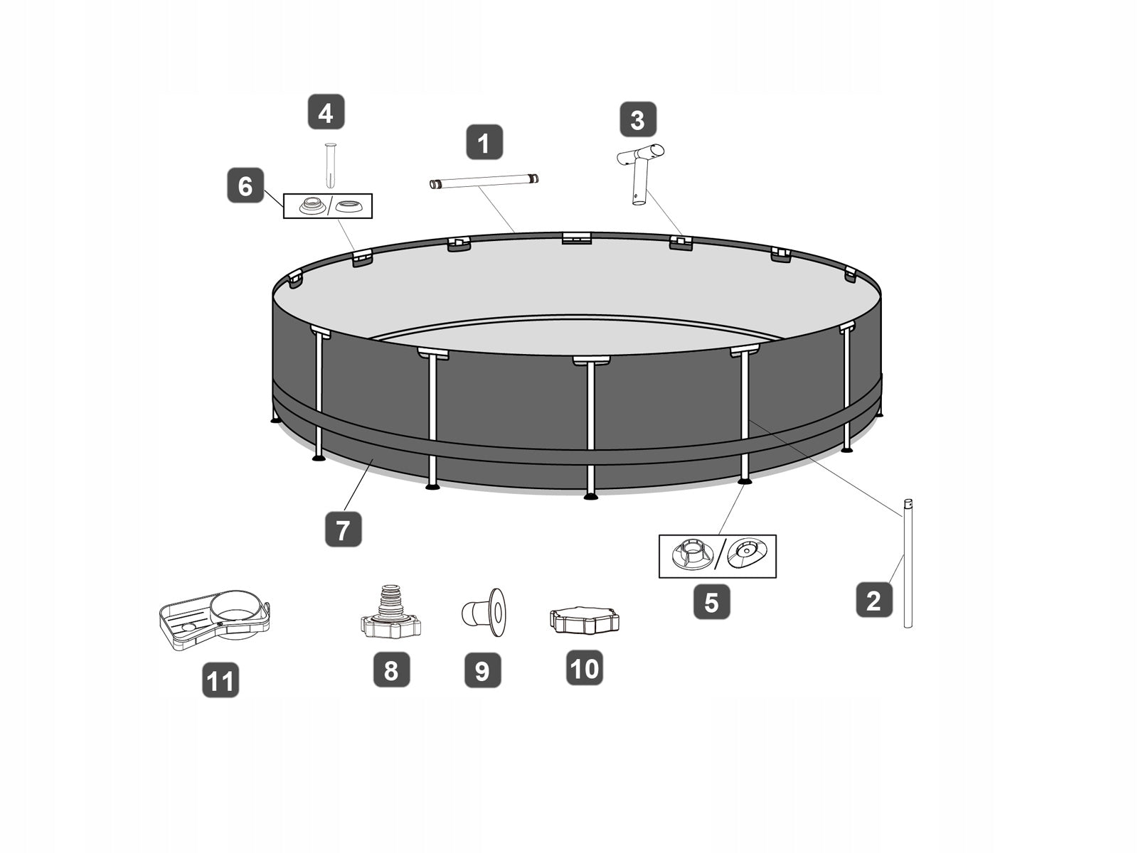Horizontal tube grey Bestway 5616X Steel Pro MAX 366x76cm for swimming pool new Manufacturer BESTWAY