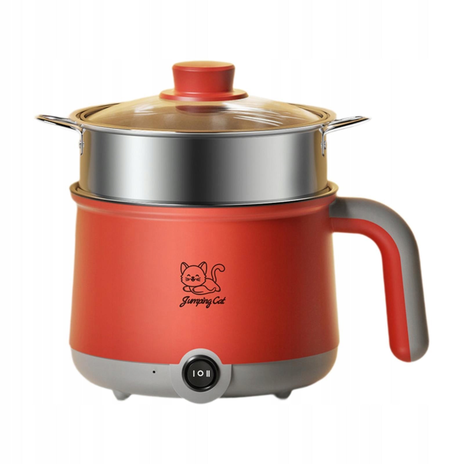 Hot Pot Electric Mini Hot Pot with Steamer Household Gray Red