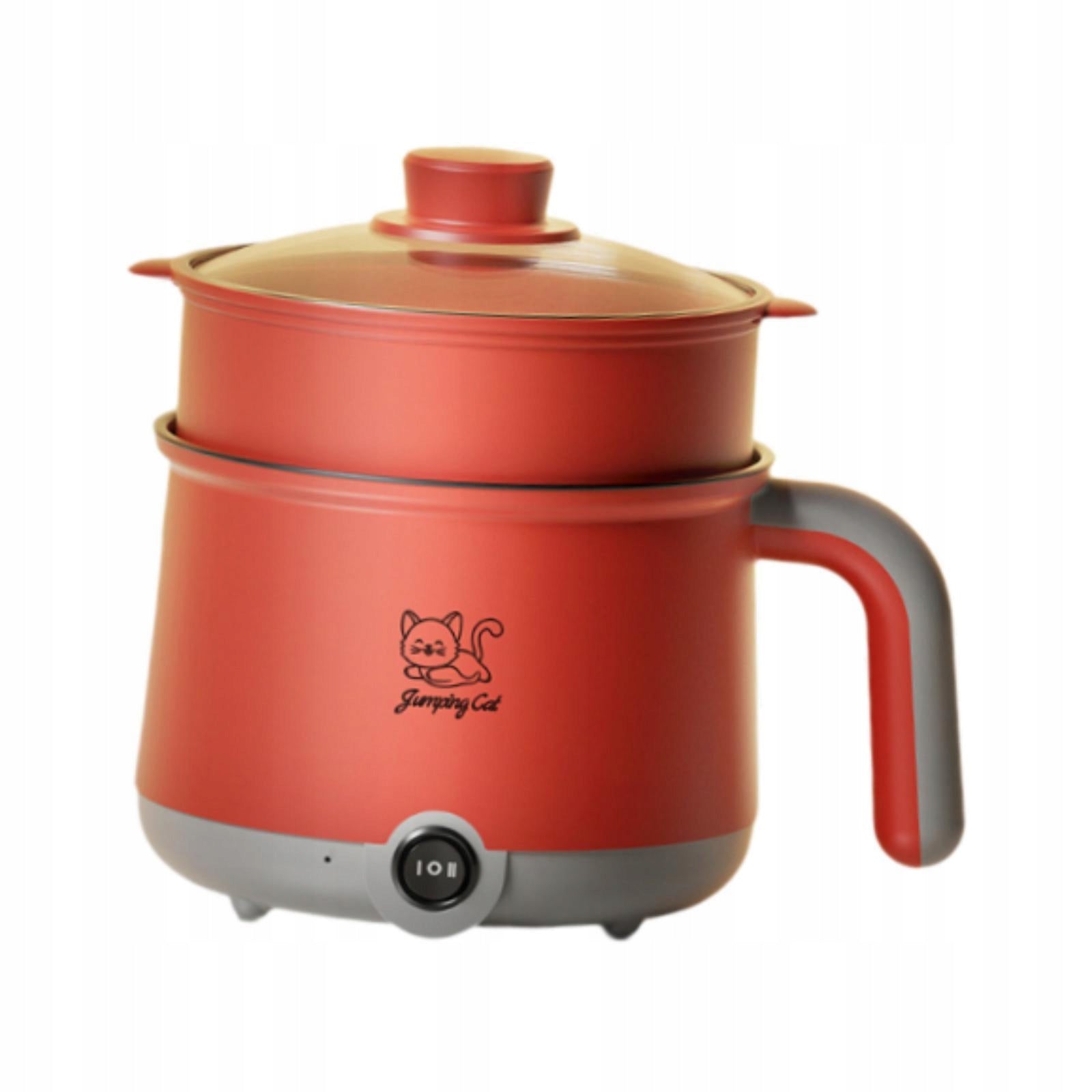 Hot Pot Electric with Steamer Multifunctional Cooking Pot gray red Brand no brand