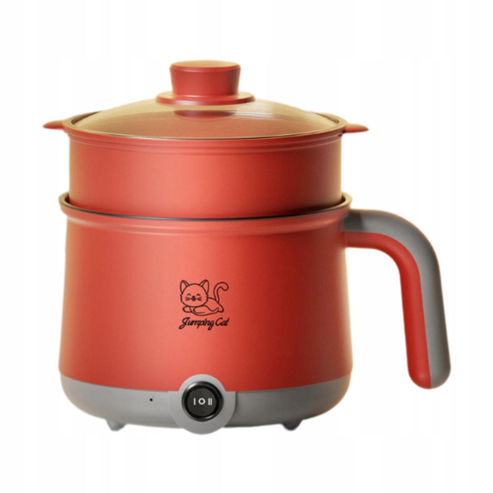 Hot Pot Electric with Steamer Multifunctional Cooking Pot gray red Packaging status original