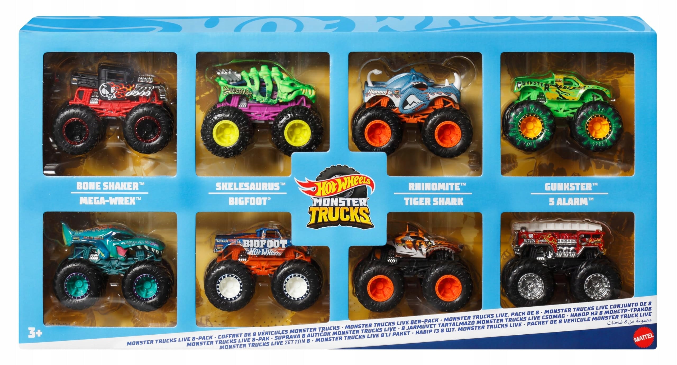 Hot Wheels Monster Trucks, Multipack, Set of 8 Metal Vehicles JCW76