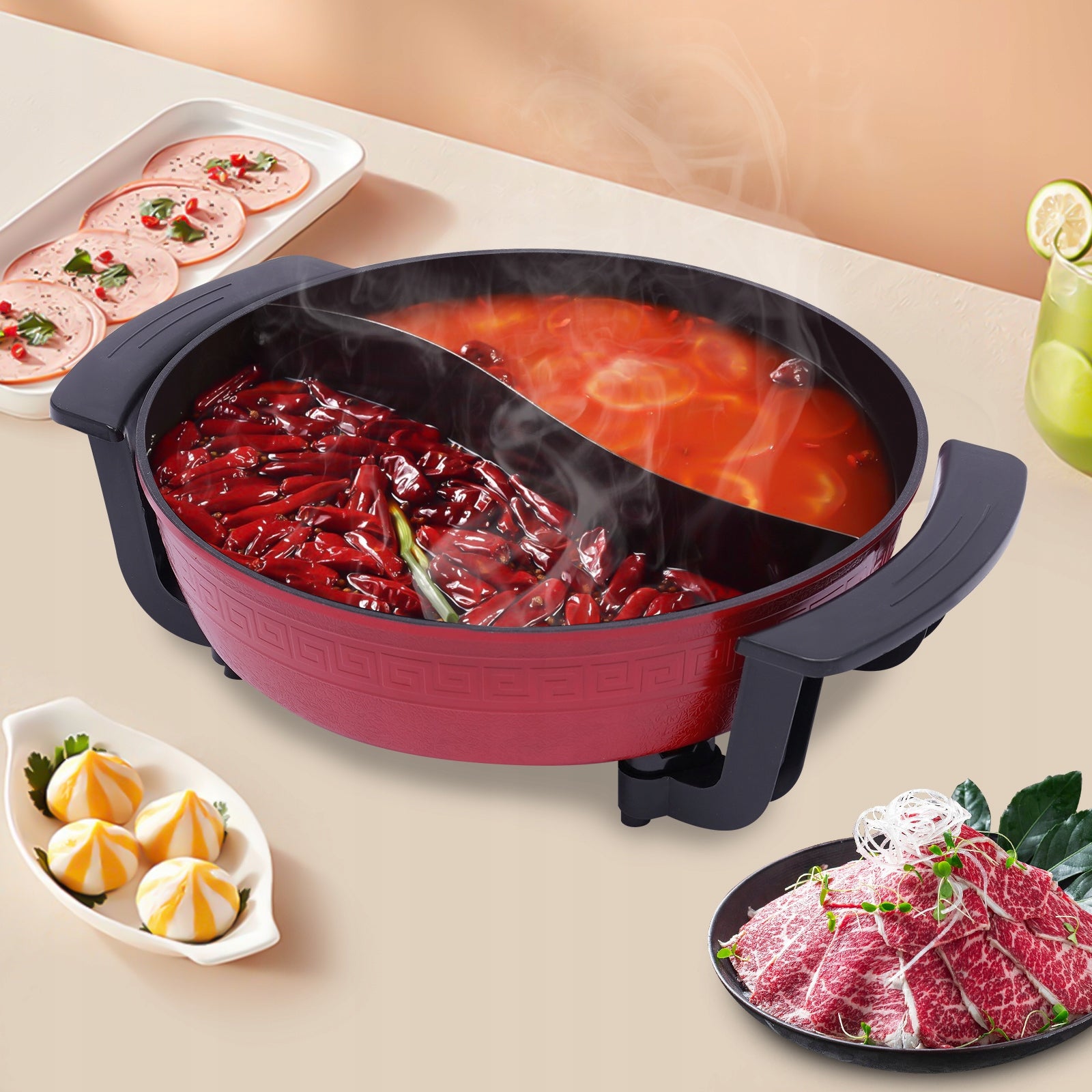 Household Hot Pot, Electric double hot cauldron kitchen cooking pot 6L EAN (GTIN) 768788860215