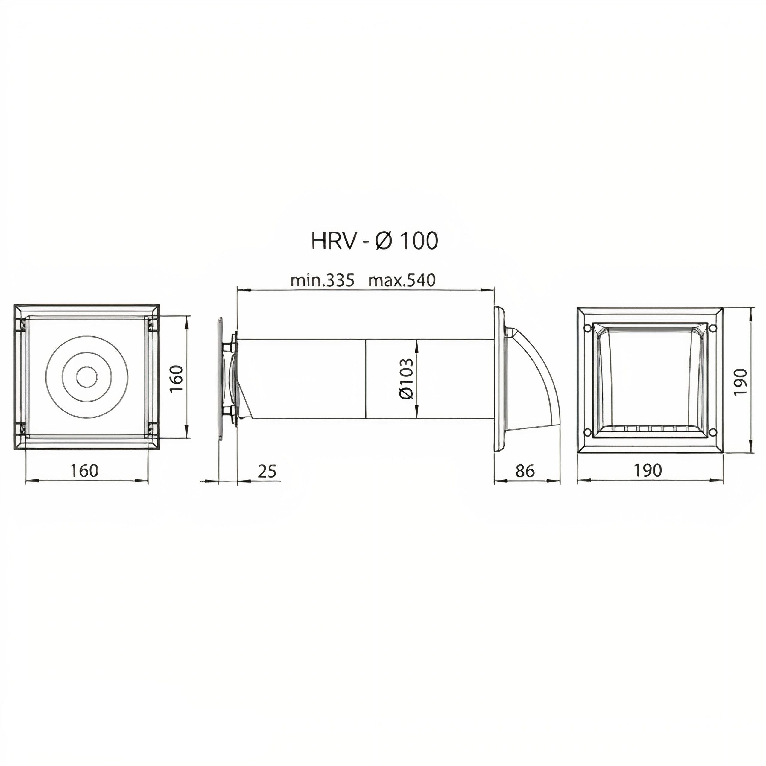 Household recuperator compact fi 100 mm HRV100 Awenta Energy efficiency class A