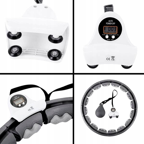 Hula Hop Black with Protrusions + Weight + Slimming Training Belt Diameter 45 cm