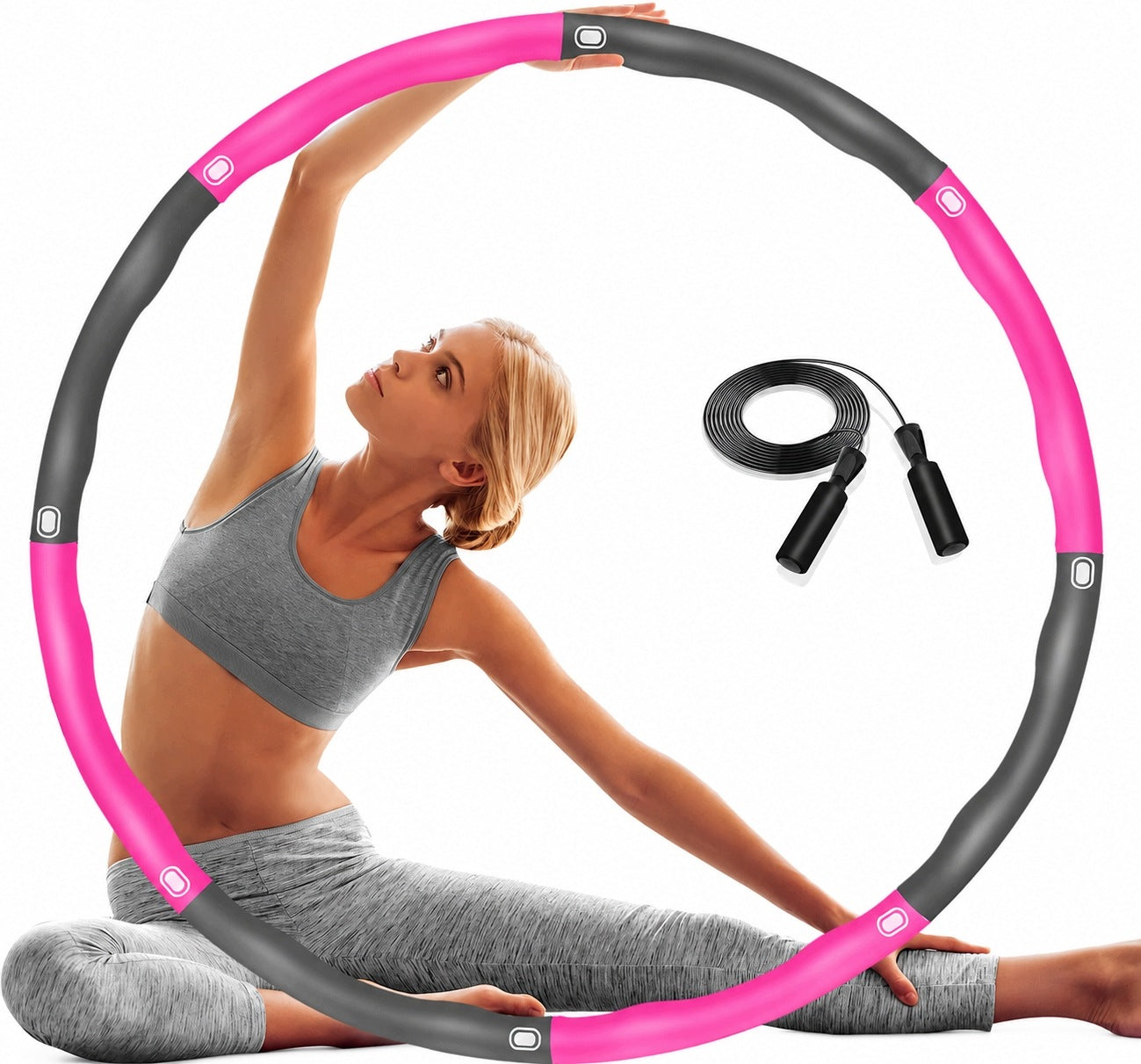 Hula Hop Fitness Dutison 1,2 Kg 88 Cm With Load Folding With Jump Rope