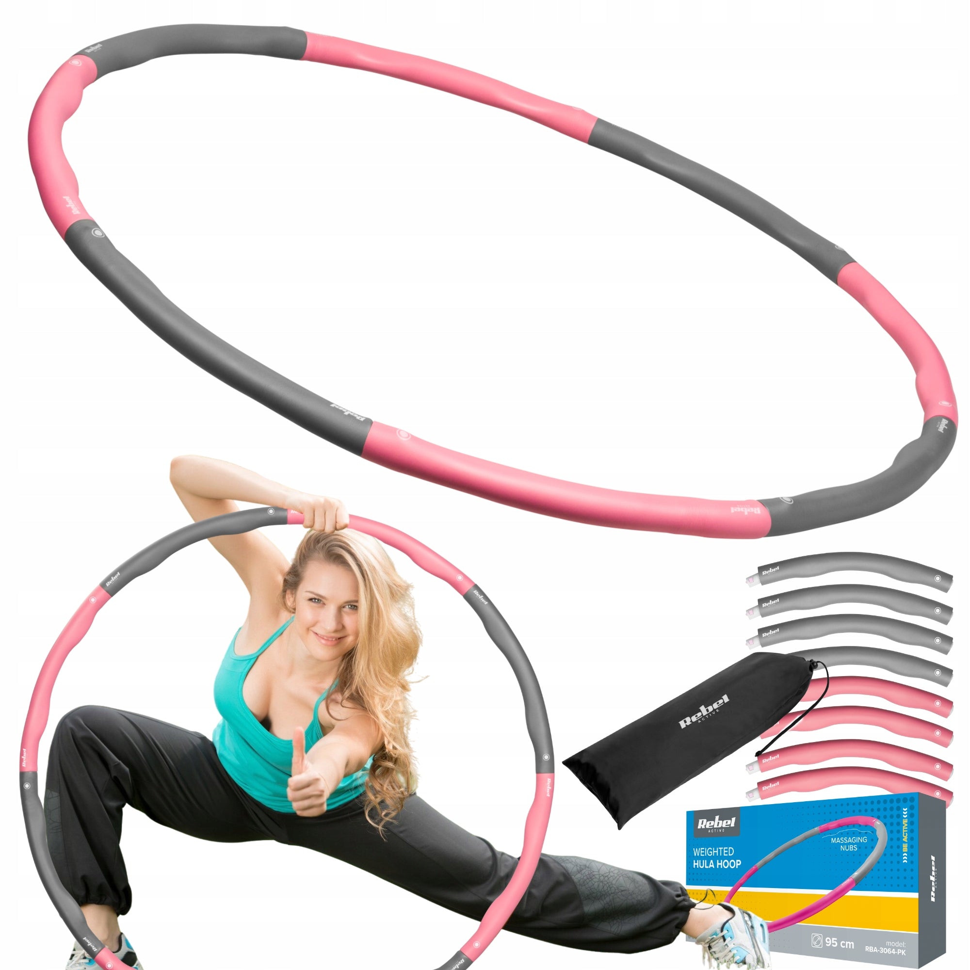 Hula Hop Weight Loss Wheel for Exercise Folding Adjustable with 95cm Protrusions