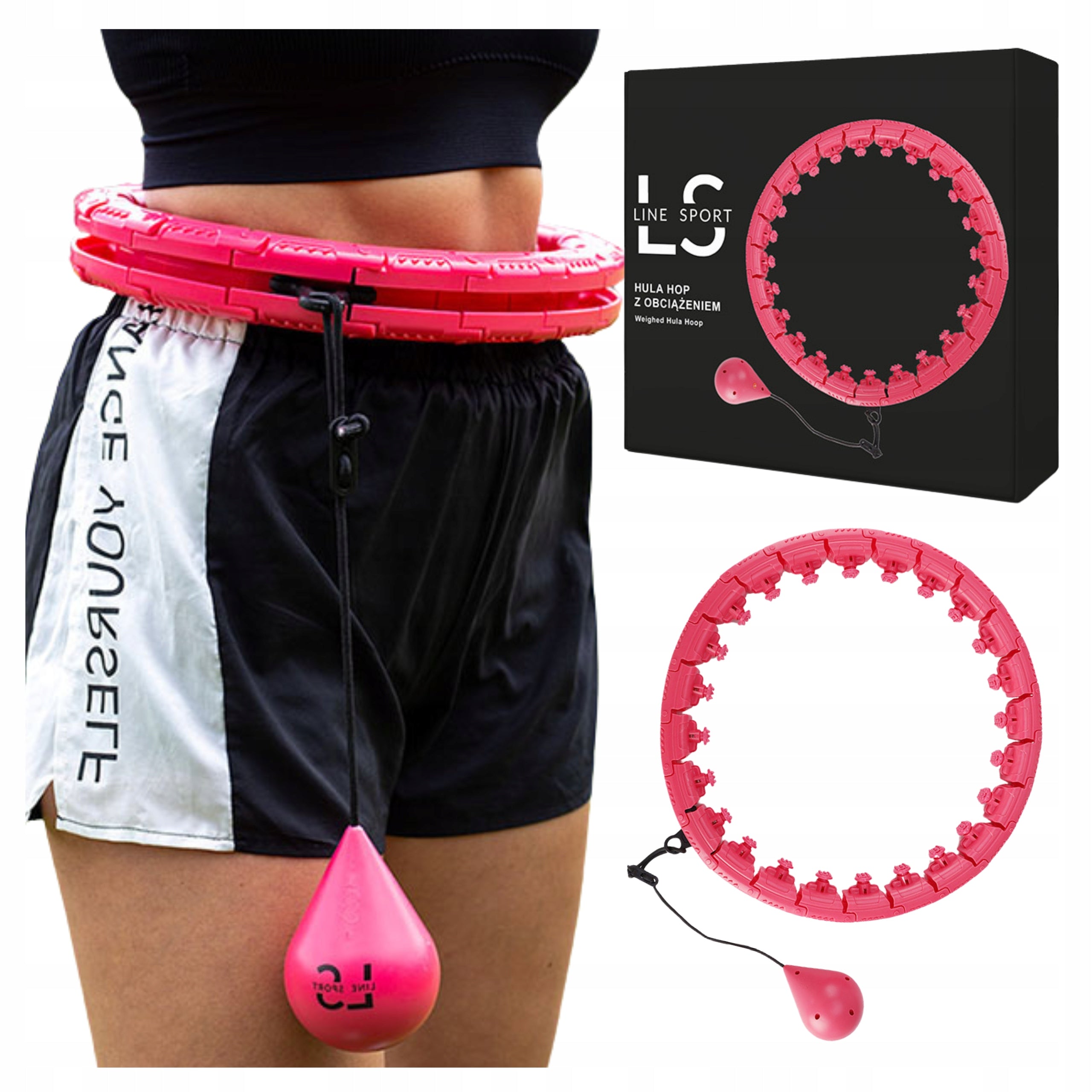Hula Hop with Load and Protrusions Adjustable Modeling Line Sport Pink