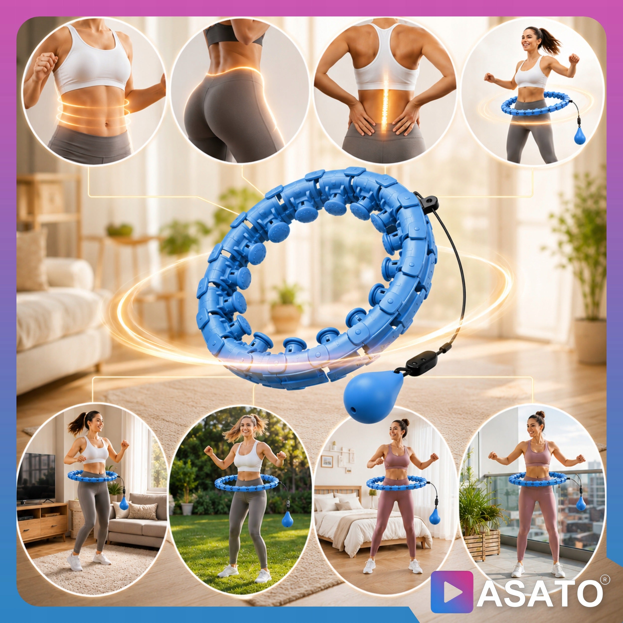 Hula Hop with Weight Loss Protrusions Slimming 24 Elements For Exercise Manufacturer code Hula Hop z Wypustkami Najlepsza Cena