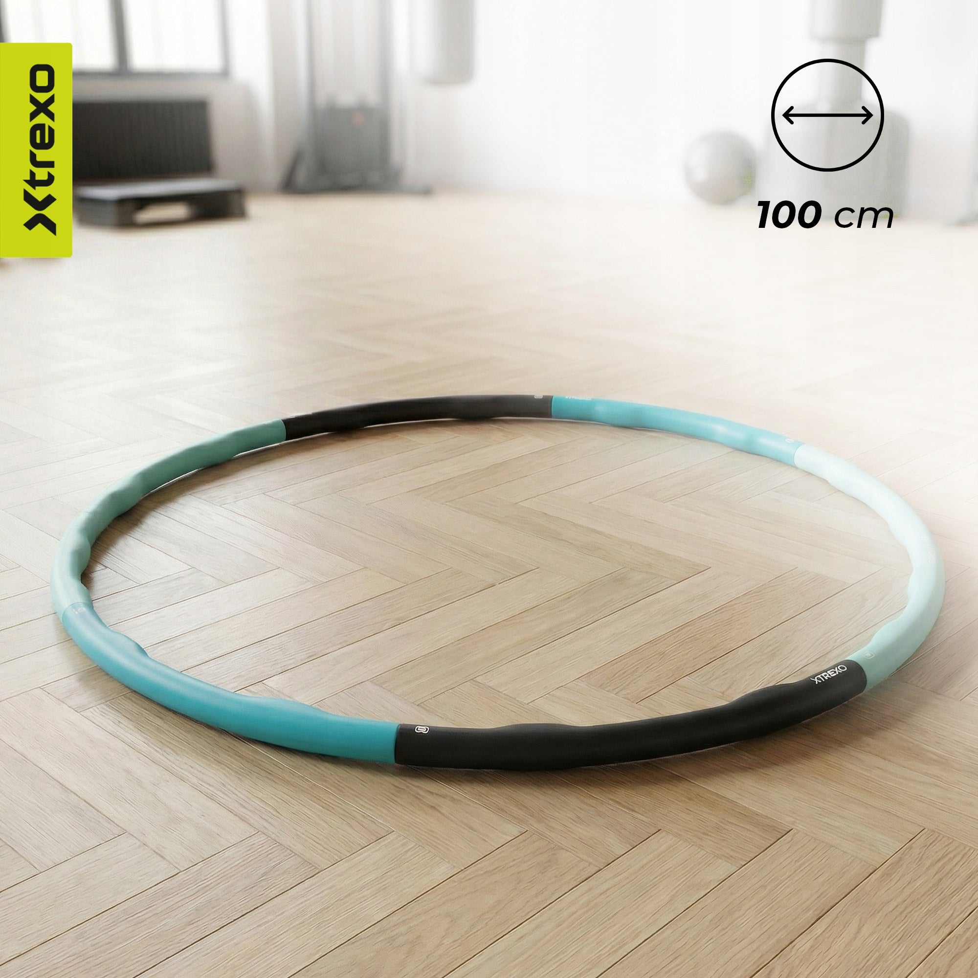 Hula hop massaging XTREXO turquoise 100cm FOLDING WITH EXERCISE STUDS Brand Xtrexo