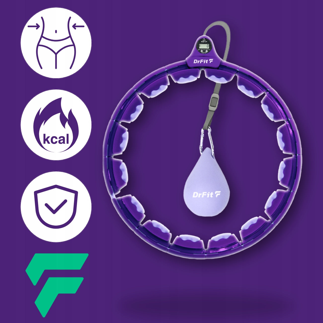Hula hop with calorie counter load with slimming projections DrFit Color purple