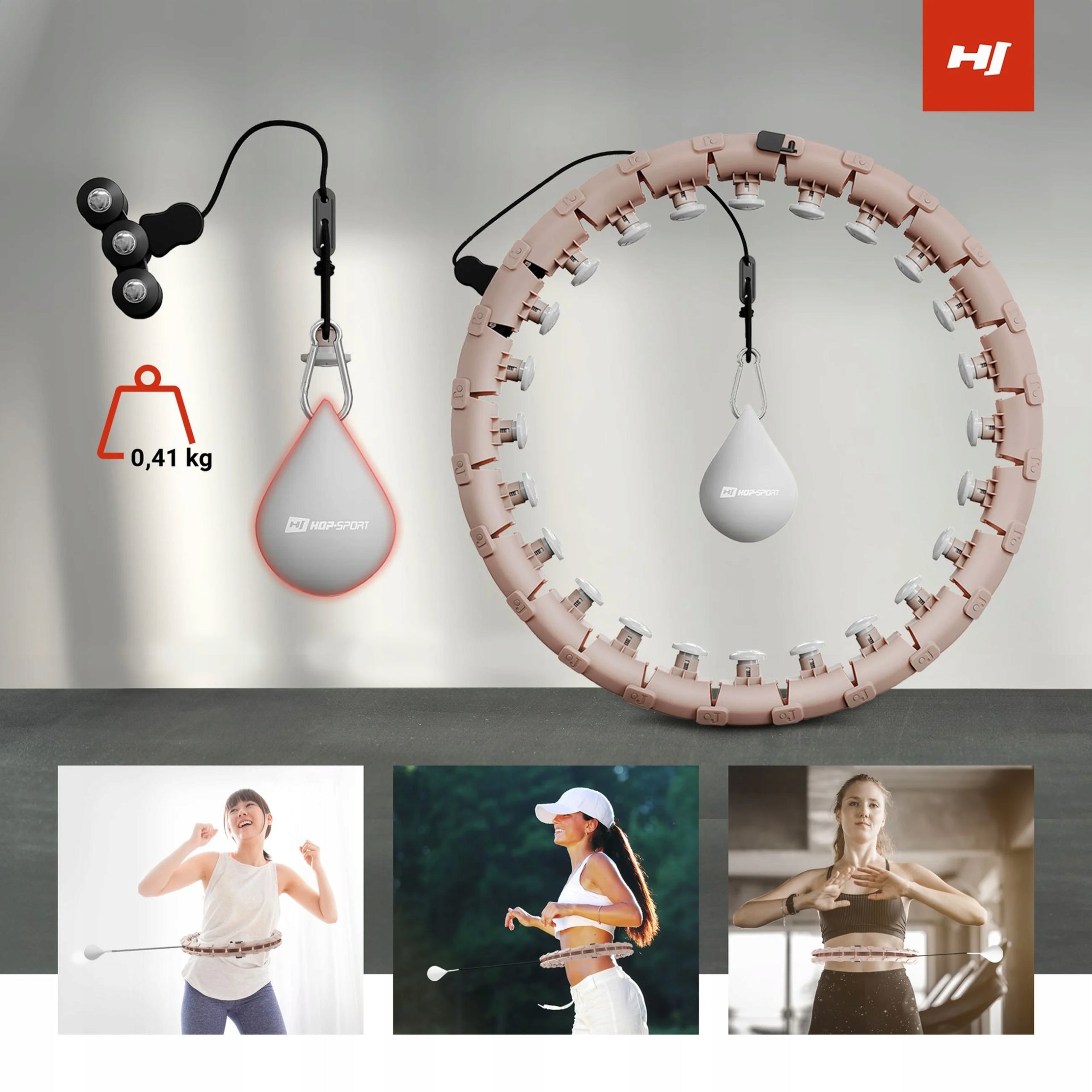 Hula hop with weight slimming studs adjustable 24 elements smart Color brown