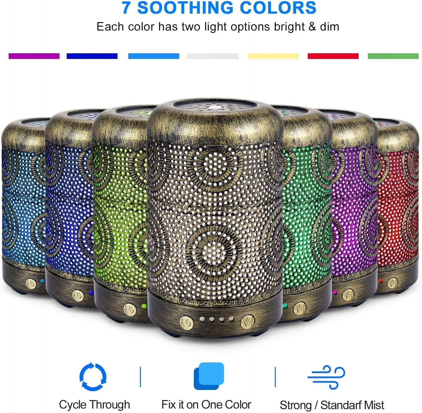 Humidifier Diffuser SALKING Metal Aromatherapy 7 Colors Vintage Auto Off Brand Salking