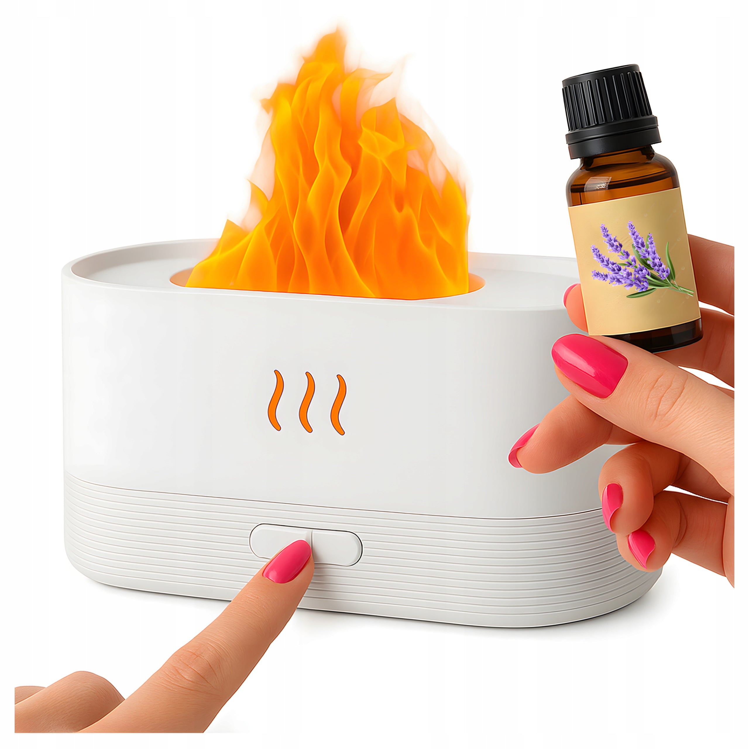 Humidifier Diffuser for Essential Oils Aromatherapy Fireplace White