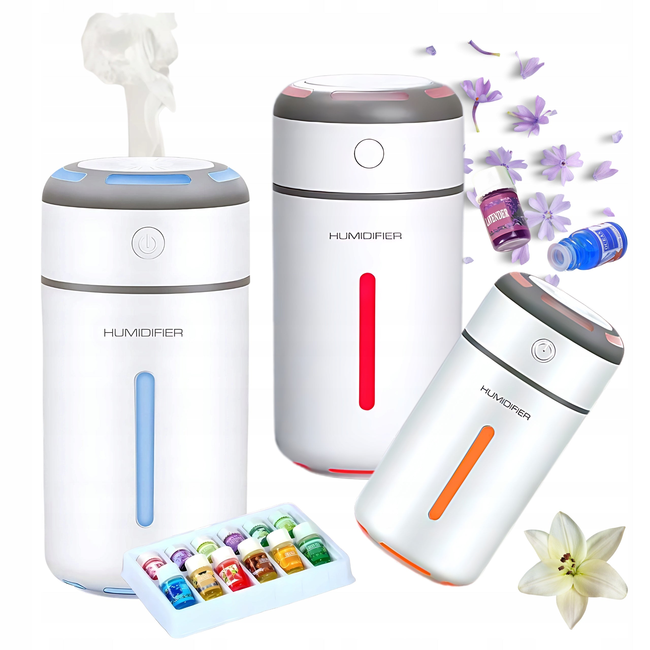 Humidifier purifier portable white USB LED 2 in 1 auto house with oils